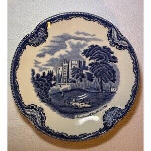 Johnson Brothers Kenilworth Castle Blue and White Ceramic Saucer  6" England